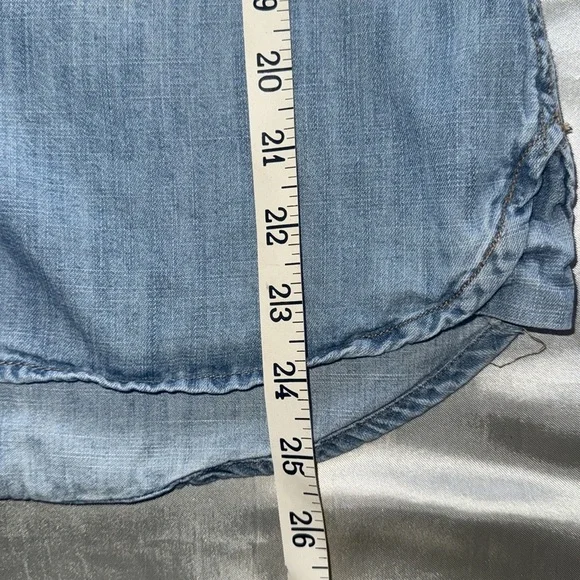 3/$20 Mossimo Supply Co Western Denim Button Down Shirt Tab Pockets Med Wash - Picture 8 of 11